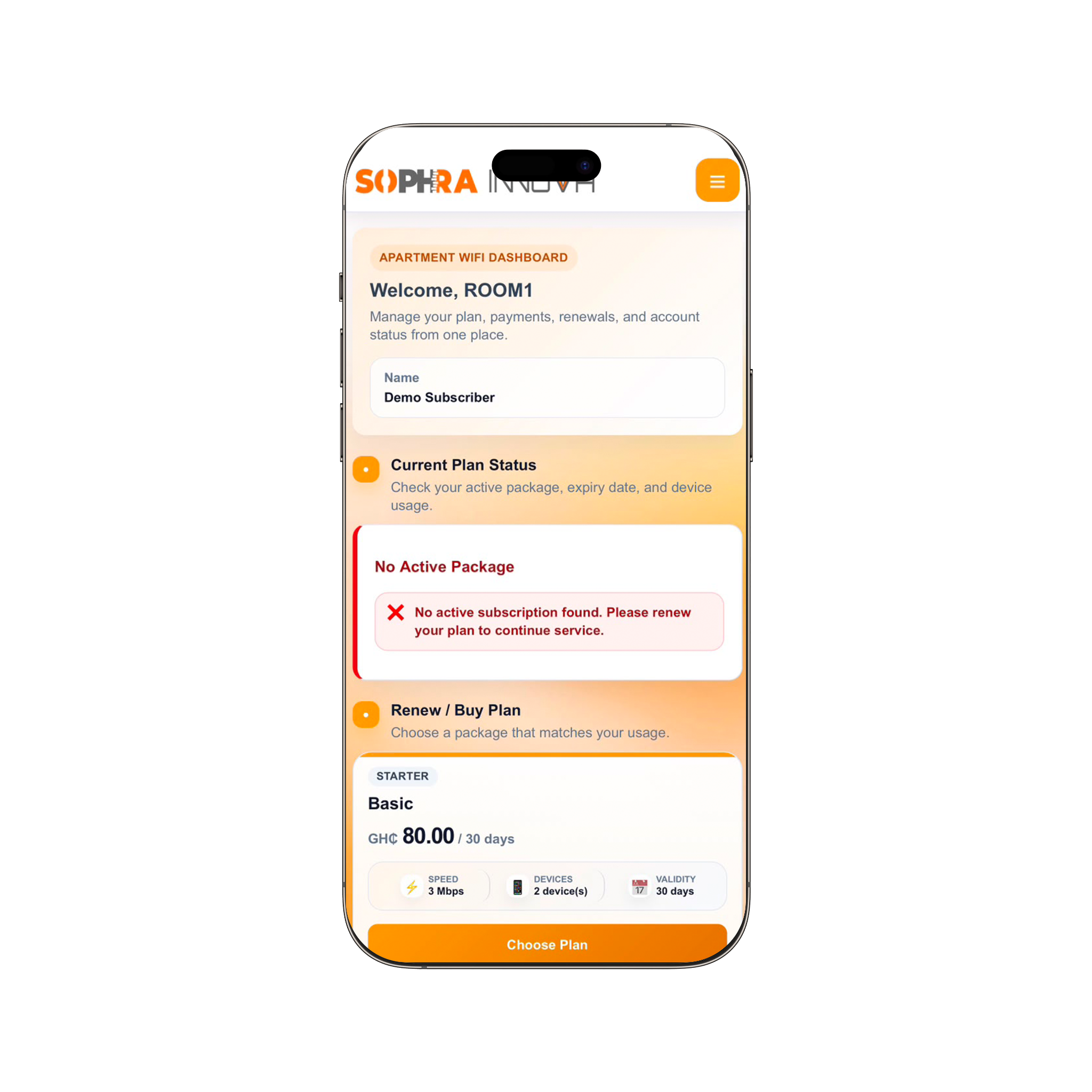 Phone apartment WiFi dashboard preview